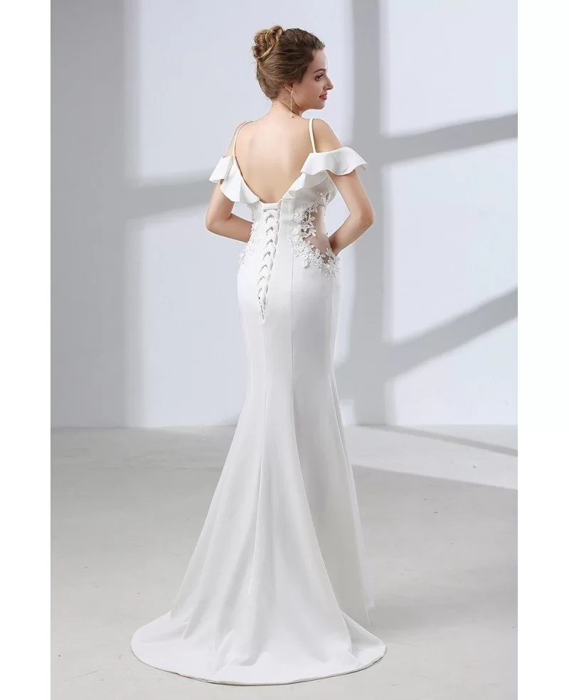 Trumpet Fitted Corset Wedding Dress With Off Shoulder Straps CH6648 GemGrace