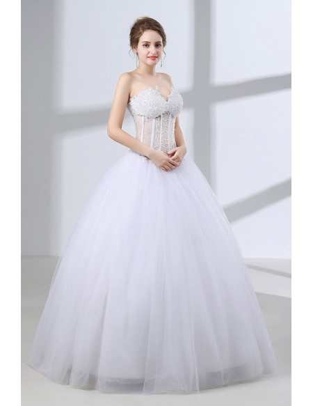 Sweetheart Corset Ball Gown Wedding Dress With Sexy Beading Top