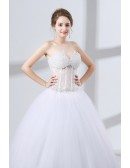 Sweetheart Corset Ball Gown Wedding Dress With Sexy Beading Top