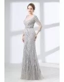Gorgeous Sparkly Rhinestone Prom Dress Fitted With 3/4 Sleeves