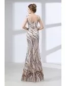Sparkly Sequined Brown Prom Dress Long Slim With Sweetheart Neck