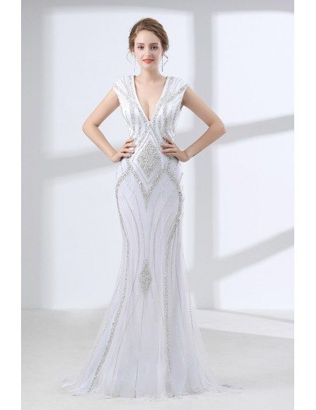 white sparkly formal dress