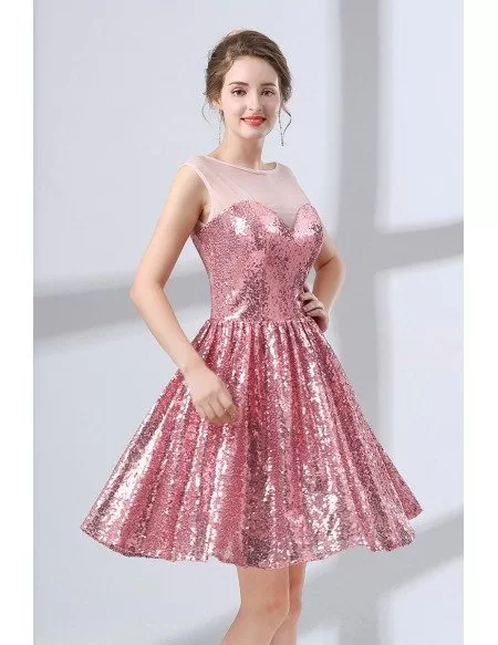 Sparkly Cute Pink Short Homecoming Dress For Senior Girls