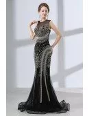 Sexy Black Mermaid Prom Dress Tight With Sparkly Beading