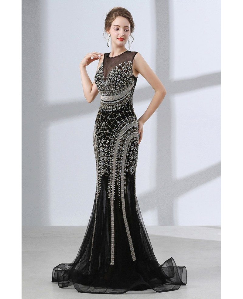 black mermaid formal dress