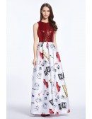 Chic Summer Sequined Printed Long Weddding Guest Dress