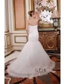 Mermaid Sweetheart Court Train Lace Wedding Dress With Beading Pleated