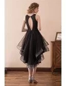 2018 High Low Black Prom Dress With Sparkly Bodice For Teens