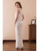 Unique Tiered Tassel White Prom Dress Long For Curvy Girls