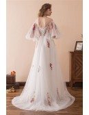Fairy Tale Off The Shoulder Puffy Prom Dress With Color Embroidery