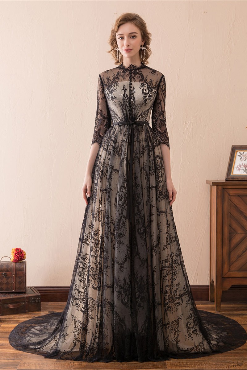 modest black formal dresses