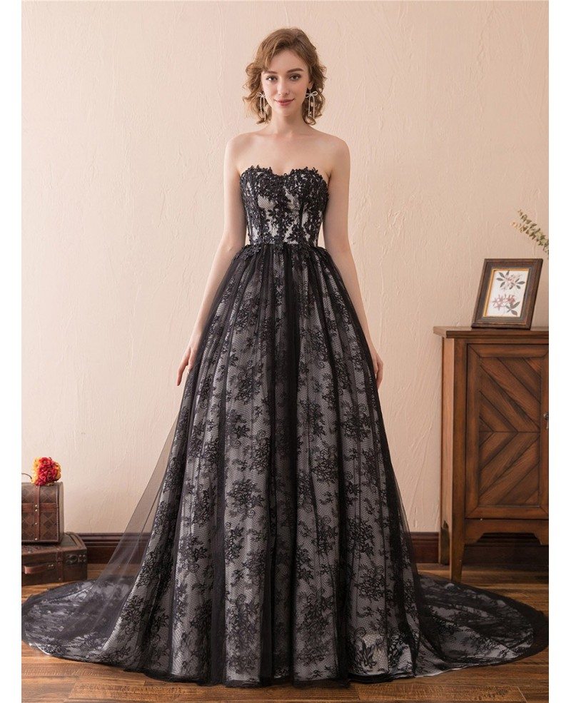 Enchanted Forest: Fitted Floral Lace, Boho Engagement Black Lace Gown With  Train, Transparent Gothic Wedding Dress, Black Bridal Lace Dress - Etsy |  Black bridal dresses, Black lace gown, Black wedding dress gothic