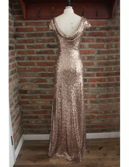 Elegant Long Gold Sequin Bridesmaid Dresses Under 100 For Wedding With ...