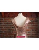 Boutique Rose Gold Long Bridesmaid Dresses For Weddings Formal Occasions With Cowl Back