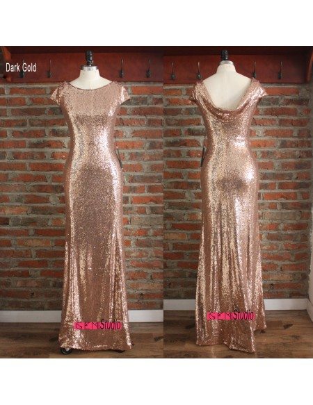 Boutique Rose Gold Long Bridesmaid Dresses For Weddings Formal Occasions With Cowl Back