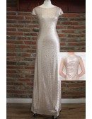 Modest Gold Sequin Long Bridesmaid Dresses With Cap Sleeves For Weddings