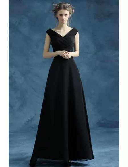 simple black long dress