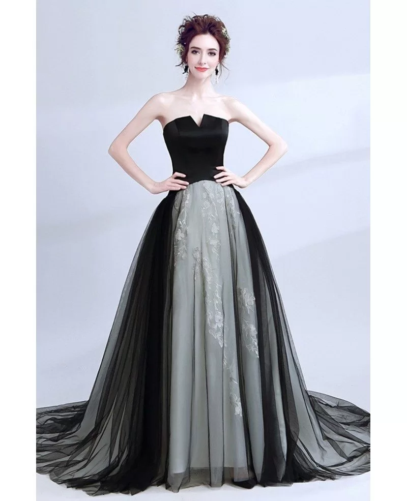 grey and black gown