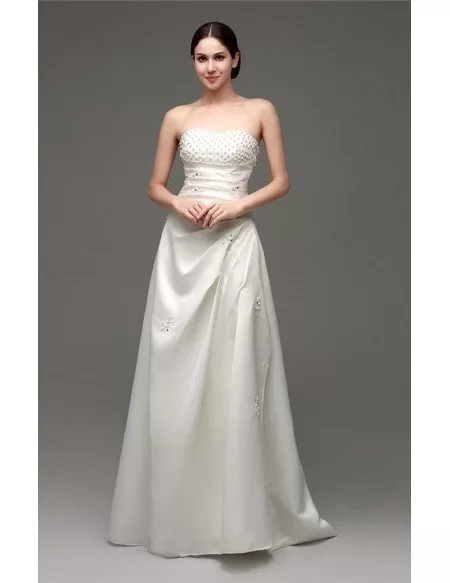 A-line Strapless Floor-length Wedding Dress