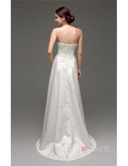 A-line Strapless Floor-length Wedding Dress