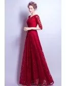 All Lace V-neck Red Evening Dress In Floor Length For 2018