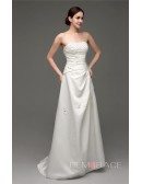 A-line Strapless Floor-length Wedding Dress