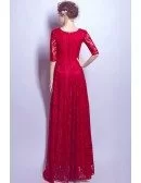 All Lace V-neck Red Evening Dress In Floor Length For 2018