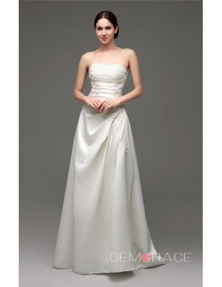 A-line Strapless Floor-length Wedding Dress