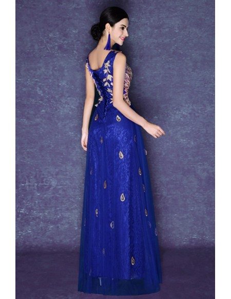 Unique Peacock Long Prom Dress With Sparkly Sequins