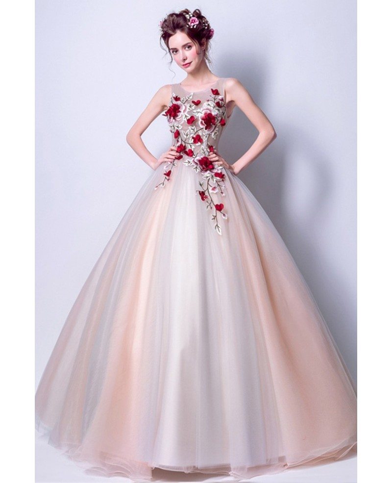 Cheap Floral Ball Gown Prom Dress Unique For Juniors 2018 #AGP18140