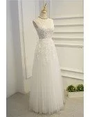 Popular V-neck Lace And Tulle Long Prom Dress For Cheap