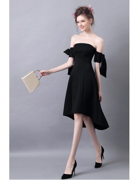 High Low Slim Black Prom Dress With Off The Shoulder Straps #AGP18154 ...