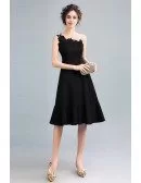 Knee Length Black Slit Prom Dress With One Shoulder Strap