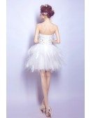 White Beaded Feathers Homecoming Dress In Cocktail Length