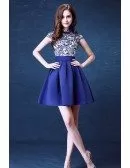 Modest Cocktail Embroidery Homecoming Dress Blue For Juniors