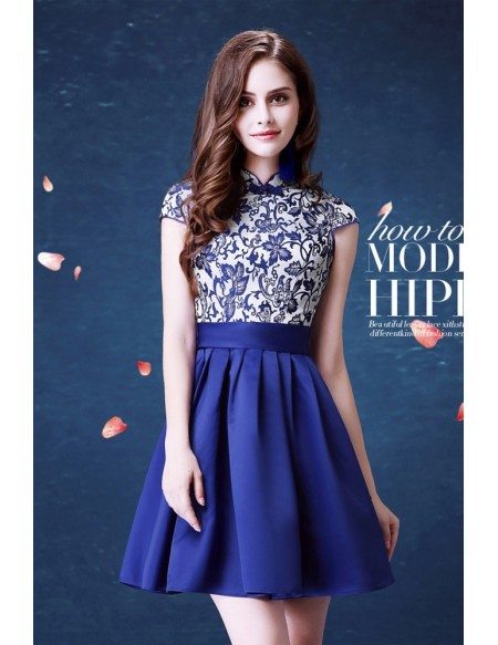 Modest Cocktail Embroidery Homecoming Dress Blue For Juniors
