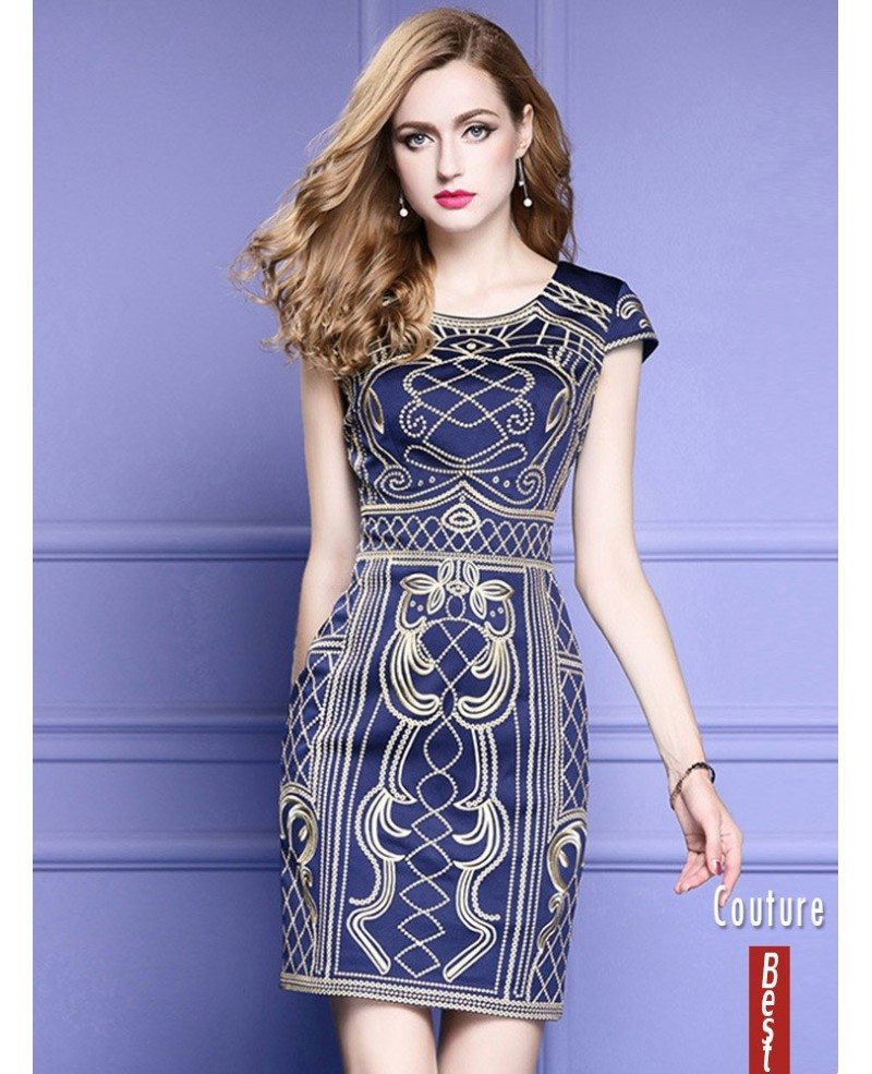 High End Cap Sleeve Cocktail Bodycon Dress For Weddings With Embroidery Zl8087 3573