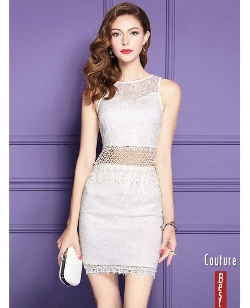 Little White Lace Sexy Cutout Lace Dress For Wedding Parties Zl8097