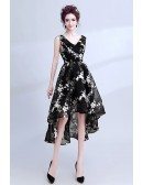Vintage Black With White Prom Dress High Low Sleeveless