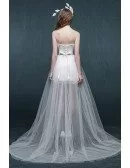 Simple Chic See-through Tulle Sweetheart Wedding Dress Detachable Style