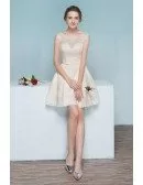 Light Champagne Short Lace Party Dress Bridesmaid Dress