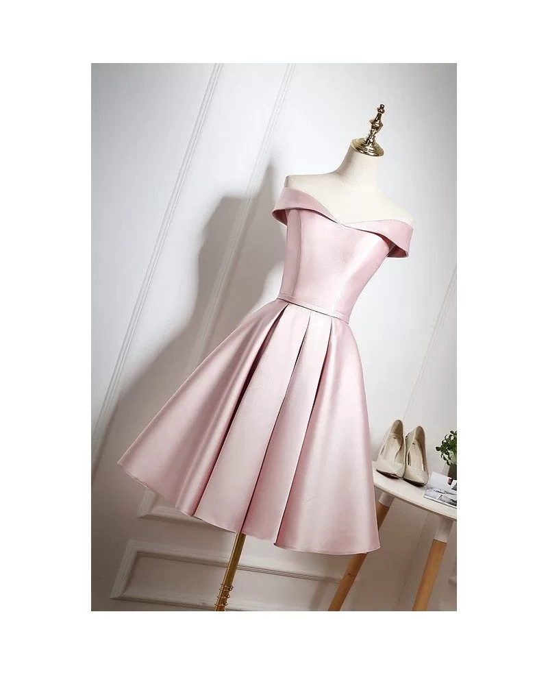 Gorgeous Pearl Pink Off Shoulder Knee Length Party Dress with Ruffle # ...