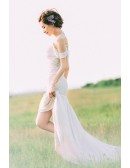 Charming Backless Trumpet Lace Beach Wedding Dress Sexy Style