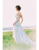 Charming Backless Trumpet Lace Beach Wedding Dress Sexy Style
