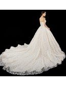 Luxury Bling Feather Ballgown Wedding Dress Sweetheart with Train