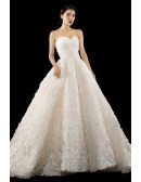 Luxury Bling Feather Ballgown Wedding Dress Sweetheart with Train
