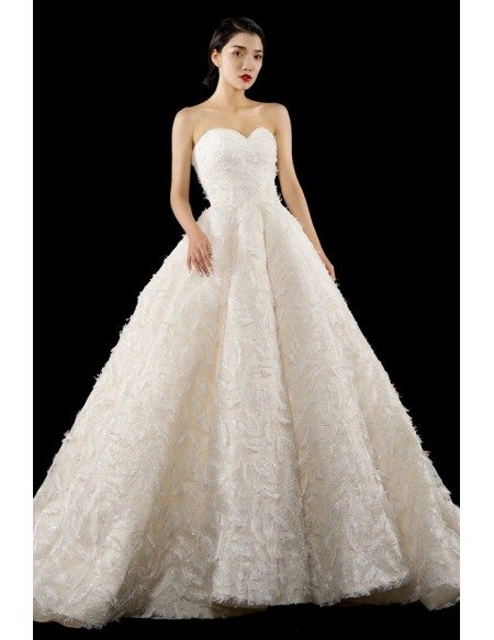 sweetheart neckline ball gown wedding dresses with bling
