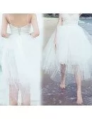 Simple Chic Tutu Tiered Tulle Short Tea Length Wedding Dress with Straps