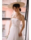Simple Chic Strapless White Beach Wedding Dress Outdoor Weddings