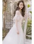 Off Shoulder Leaf Shape Lace Aline Beach Boho Wedding Dress Destination Weddings
